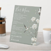 Sage Green Chinoiserie Blumenmenü Bar Hochzeit Sockelschild (In SItu)