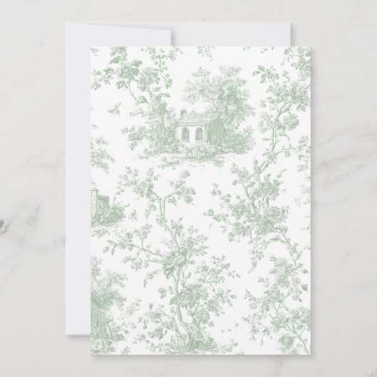 Sage Green Chinoiserie Floral Toile Bridal Shower Einladung (Rückseite)