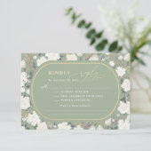 Sage Green Chinoiserie Ivory Blume Hochzeit RSVP Karte (Stehend Vorderseite)