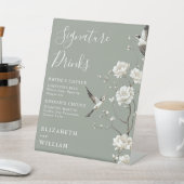 Sage Green Chinoiserie Signature Drinks Hochzeit Sockelschild (In SItu)