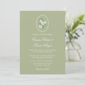 Sage Green Chinoiserie Wedding Invitation Einladung (Stehend Vorderseite)