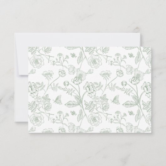 Sage Green Chinoiserie Wedding QR Code RSVP Einladung (Rückseite)