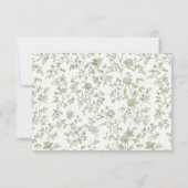 Sage Green Chinoiserie Wedding RSVP Karte (Rückseite)