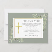 Sage Green Christlich Funeral Grüngedicht Dankeskarte (Vorderseite)
