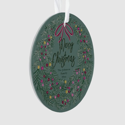 Sage Green Christmas Acrylic Ornament with Photo (Vorderseite)