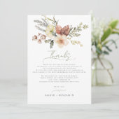 Sage Green Christmas Bloral Winter Pine Hochzeit Dankeskarte (Stehend Vorderseite)