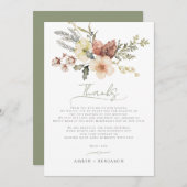 Sage Green Christmas Bloral Winter Pine Hochzeit Dankeskarte (Vorne/Hinten)