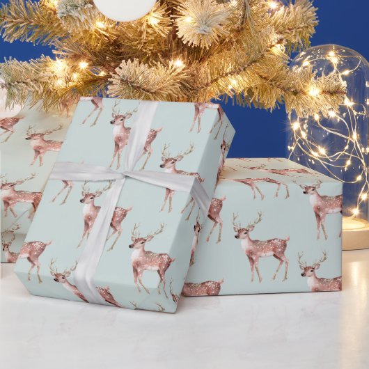 Sage Green Christmas Deer Geschenkpapier (Feiertage)
