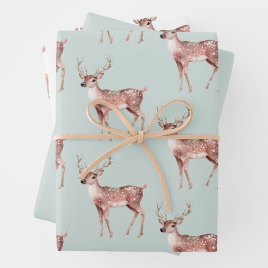 Sage Green Christmas Deer Geschenkpapier Set (Beispiel)