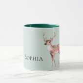 Sage Green Christmas Deer Personalisiert Tasse (Zentrum)