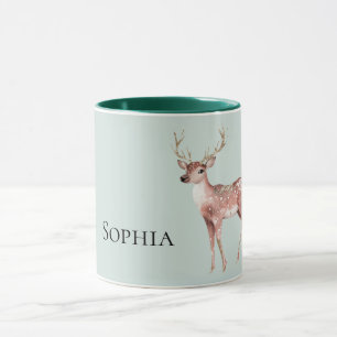Sage Green Christmas Deer Personalisiert Tasse