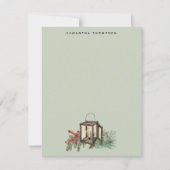 Sage Green Christmas Lantern Pine Berries Mitteilungskarte (Vorderseite)