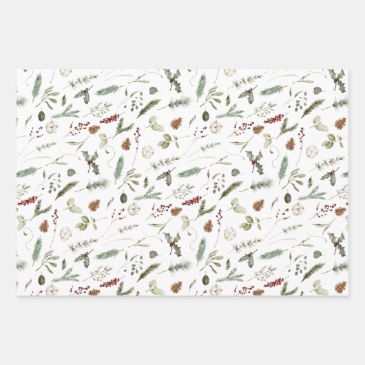 Sage Green Christmas Modern Minimal Botanisch Geschenkpapier Set (Vorderseite 2)