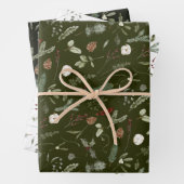 Sage Green Christmas Modern Minimal Botanisch Geschenkpapier Set (Beispiel)