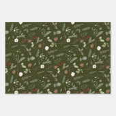 Sage Green Christmas Modern Minimal Botanisch Geschenkpapier Set (Vorderseite)