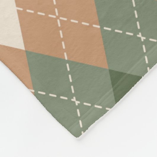 Sage Green Christmas Pattern Fleecedecke (Ecke)