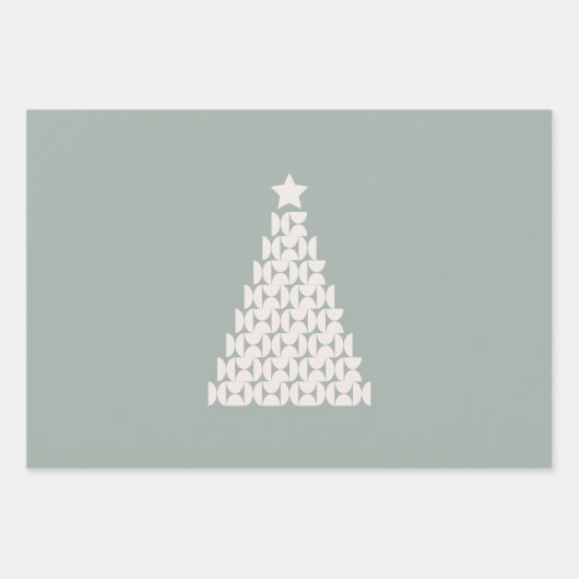 Sage Green Christmas Tree Geschenkpapier Set (Vorderseite 3)
