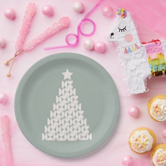 Sage Green Christmas Tree Pappteller (Party)