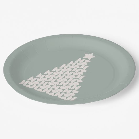 Sage Green Christmas Tree Pappteller (Schrägansicht)