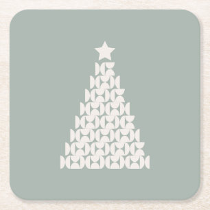 Sage Green Christmas Tree Rechteckiger Pappuntersetzer