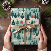 Sage Green Christmas Tree Rotes Weihnachtsfest Geschenkpapier