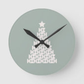 Sage Green Christmas Tree Runde Wanduhr (Vorderseite)