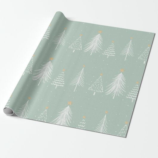 Sage green Christmas Trees Geschenkpapier (Ungerollt)