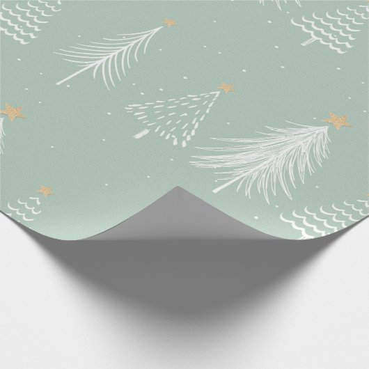 Sage green Christmas Trees Geschenkpapier (Ecke)