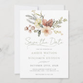 Sage Green Christmas Winter Floral Save the Date Einladung (Vorderseite)