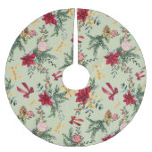 Sage Green Christmas Winter Greenery & Bow Pattern Polyester Weihnachtsbaumdecke (Vorderseite)