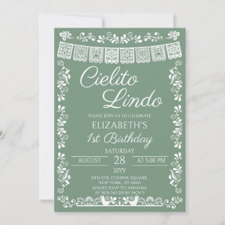 Sage Green Cielito Lindo 1. Geburtstag Einladung