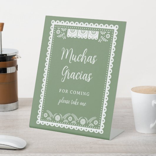 Sage Green Cielito Lindo Baby Dusche Vielen Dank Sockelschild (In SItu)