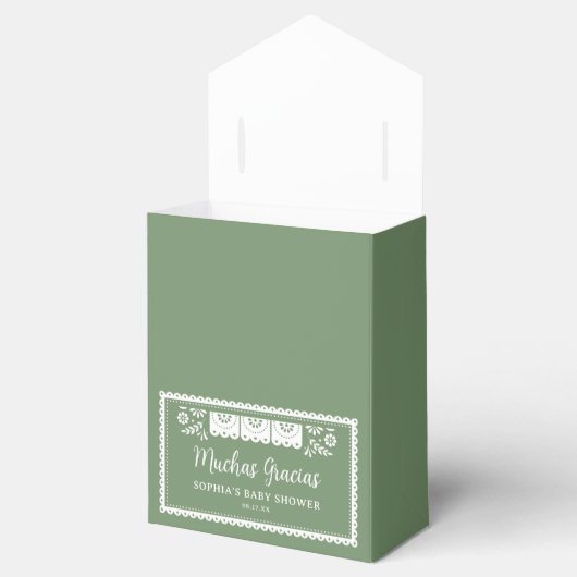 Sage Green Cielito Lindo Mexican Baby Dusche Geschenkschachtel (Geöffnet)