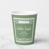 Sage Green Cielito Lindo Talavera Babydusche Pappbecher (Vorderseite)