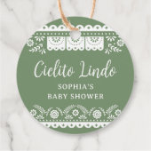 Sage Green Cielito Lindo Talavera Mexican Baby Sho Geschenkanhänger (Rückseite)
