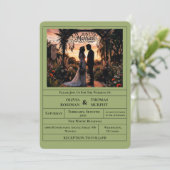 Sage Green Citrus Botanical Wedding Invitation Einladung (Stehend Vorderseite)