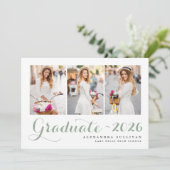 Sage Green Class of 2025 Foto Collage Abschluss Einladung (Stehend Vorderseite)