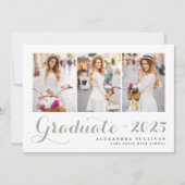 Sage Green Class of 2025 Foto Collage Abschluss Einladung (Vorderseite)