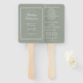 Sage Green Classic Art Deco Hochzeitsprogramm Fächer (Vorne und Hinten)