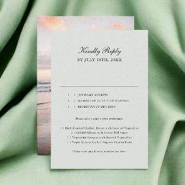 Sage Green Classic Calligraphy Foto Wedding RSVP Karte