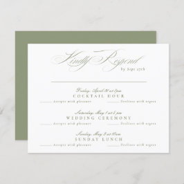 Sage Green Classic Calligraphy Multi-Event RSVP Karte