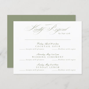 Sage Green Classic Calligraphy Multi-Event RSVP Karte