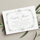 Sage Green Classic Dusche Einladung<br><div class="desc">Elegante französische viktorianische Salbei grüne Blumenpaare duschen Einladung mit eigenem Text auf der Rückseite. Für eine weiter gehende Anpassung dieses Designs klicken Sie bitte auf die Schaltfläche "DESIGN TOOL" oben!</div>