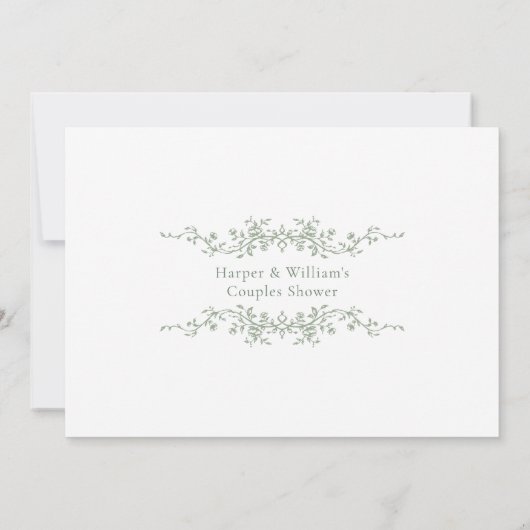 Sage Green Classic Dusche Einladung (Rückseite)