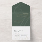 Sage Green Classic Elegance Kalligraphie Monogramm All In One Einladung (Innen Boden)