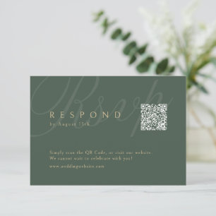 Sage Green Classic Elegance QR Code Hochzeit RSVP Karte
