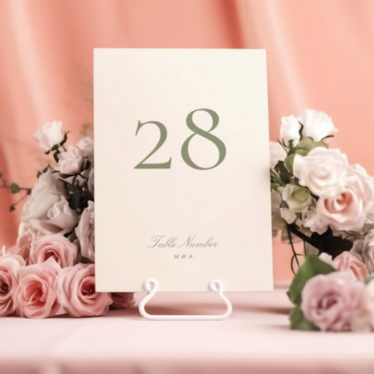 Sage Green Classic Elegante Hochzeit Tischnummer