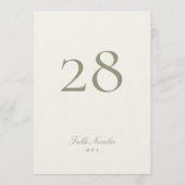 Sage Green Classic Elegante Hochzeit Tischnummer (Rückseite)