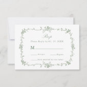 Sage Green Classic Floral Frame Wedding RSVP (Vorderseite)