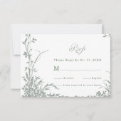 Sage Green Classic Floral Frame Wedding RSVP (Vorderseite)